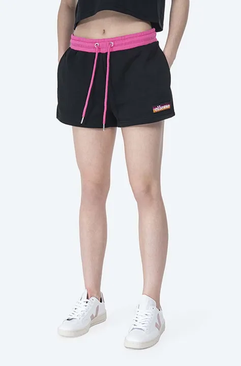 Kratke hlače Ellesse Tang za žene, boja: crna, s aplikacijom, srednje visoki struk, SGI11073-WHITE