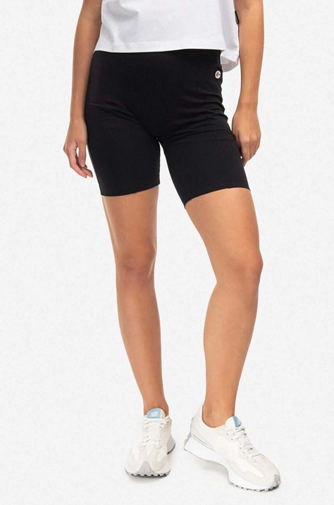 Šortky Champion Short Tight 115946-KK001, dámske, čierna farba, jednofarebné, vysoký pás