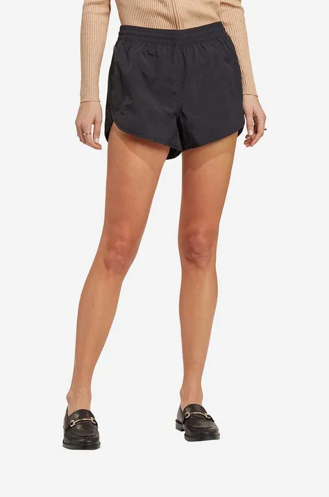 Kraťasy adidas slide Premium Essentials Nylon Shorts dámské, černá barva, hladké, high waist, IC5302-black
