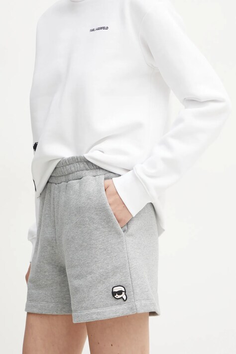 Karl Lagerfeld szorty damskie kolor szary melanżowe high waist A1W10138