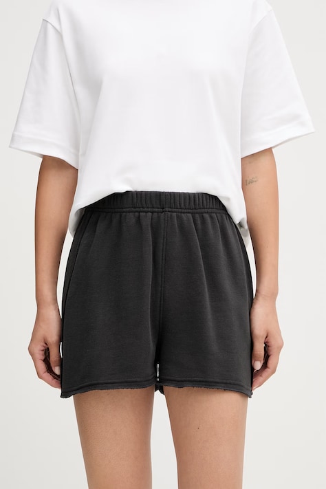 American Vintage трикотажні шорти жіночі бавовняні з еластаном чорні high waist ATU09A