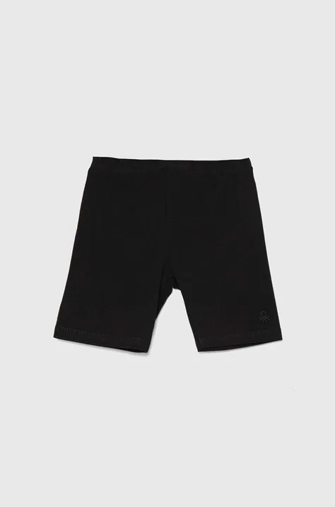 Detské krátke nohavice United Colors of Benetton čierna farba, jednofarebné
