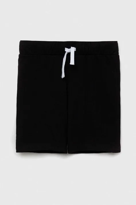 Dječje pamučne kratke hlače United Colors of Benetton boja: crna, glatki materijal, podesivi struk