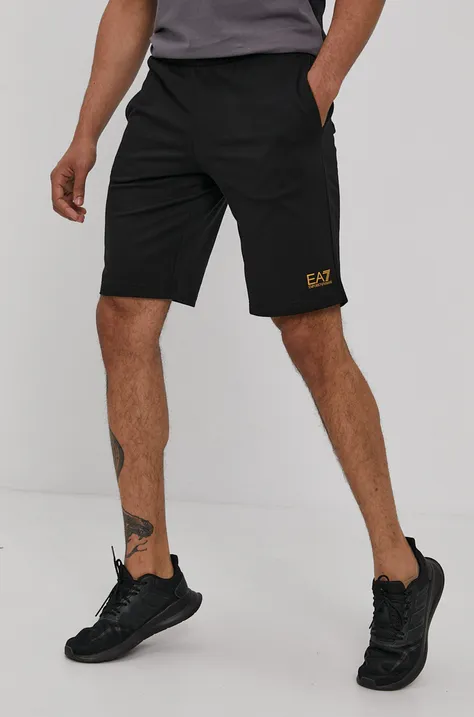 Bombažne kratke hlače EA7 Emporio Armani moški, črna barva