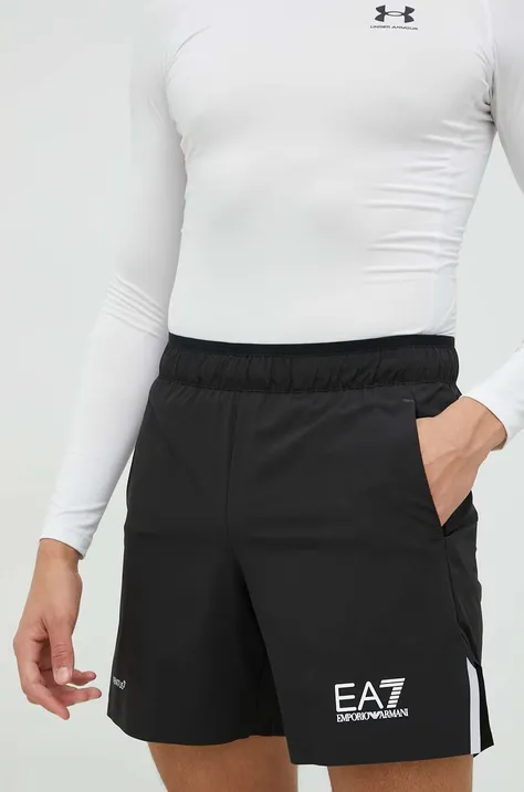 EA7 Emporio Armani pantaloni scurti barbati, culoarea negru