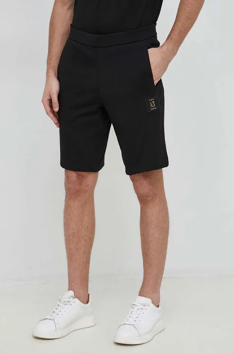 Pamučne kratke hlače Armani Exchange za muškarce, boja: crna