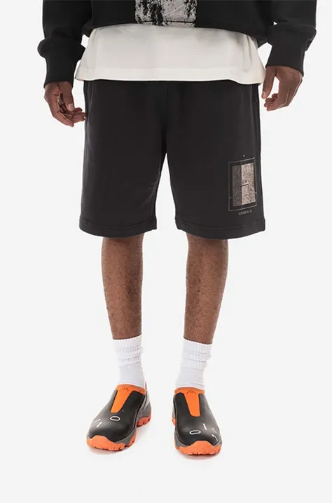 Bombažne kratke hlače A-COLD-WALL* Foil Grid Sweat Shorts črna barva