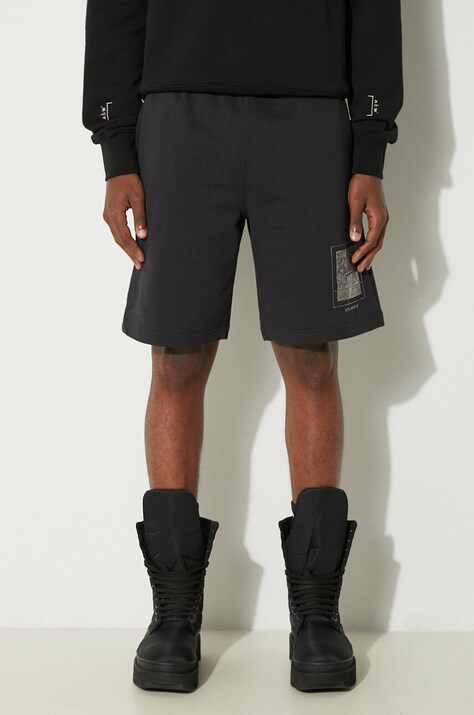 A-COLD-WALL* szorty bawełniane Foil Grid Sweat Shorts kolor czarny ACWMB132.-BLACK