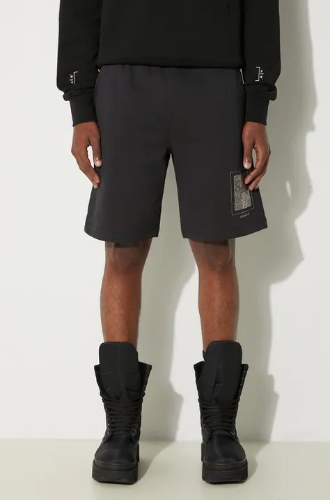 Памучен къс панталон A-COLD-WALL* Foil Grid Sweat Shorts ACWMB132 BLACK в черно