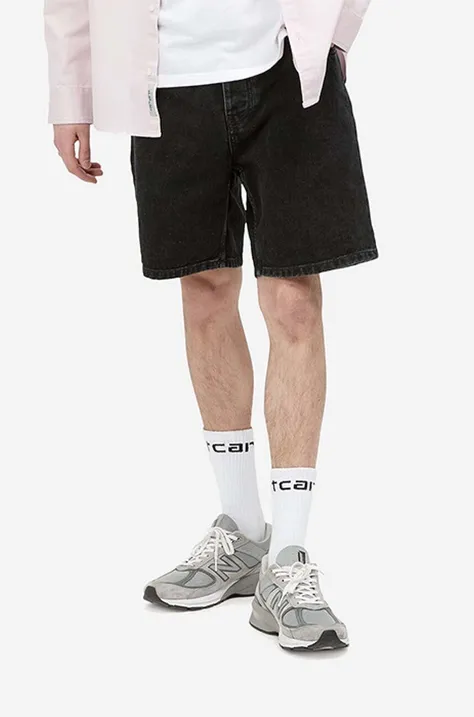 Traper kratke hlače Carhartt WIP Newel za muškarce, boja: crna, I029209.BLACK.STON-BLACK.STON