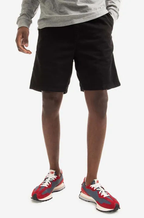 Bavlnené šortky Carhartt WIP Flint Short I030480.BLACK-BLACK, čierna farba