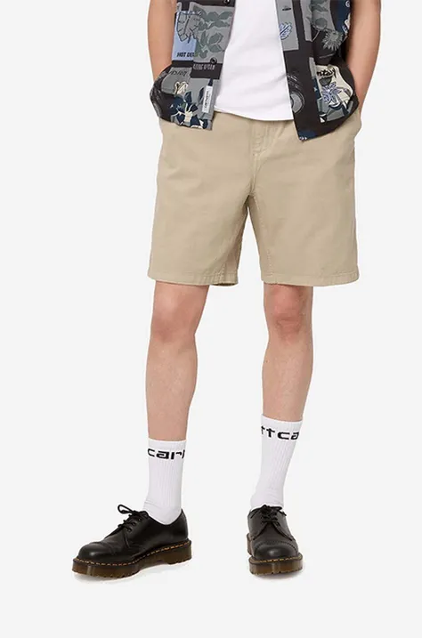Carhartt WIP cotton shorts Flint Short beige color