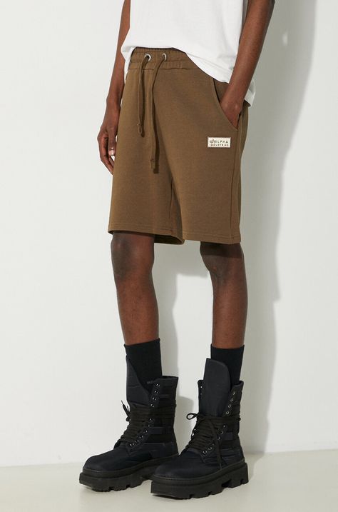 Alpha Industries pantaloni scurți din bumbac culoarea maro 106365.629-brown