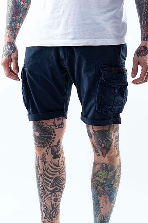 Alpha Industries szorty bawełniane kolor granatowy 176203.07-GRANATOWY