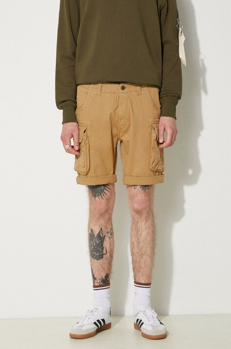 Хлопковые шорты Alpha Industries Crew Short цвет бежевый 176203.14-cream