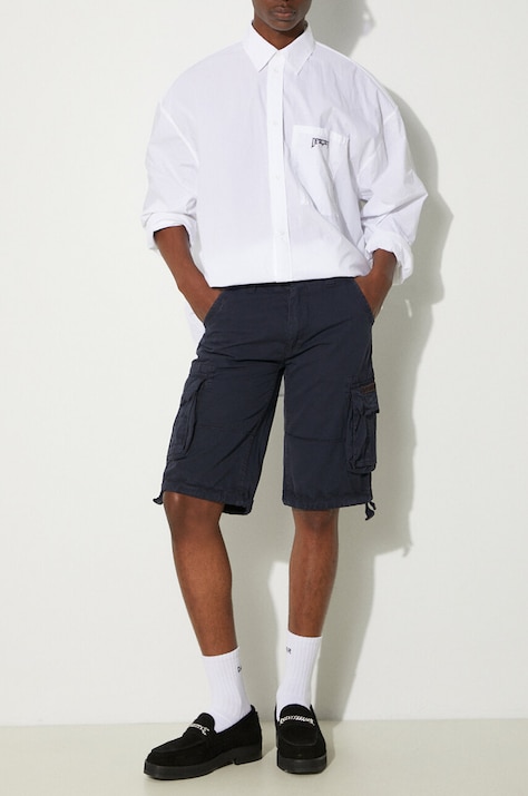 Bavlněné šortky Alpha Industries Jet Short tmavomodrá barva, 191200.07-navy