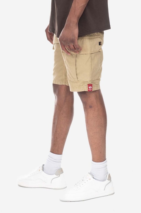 Bavlnené šortky Alpha Industries Ripstop Jogger Short 106250.14-beige, béžová farba