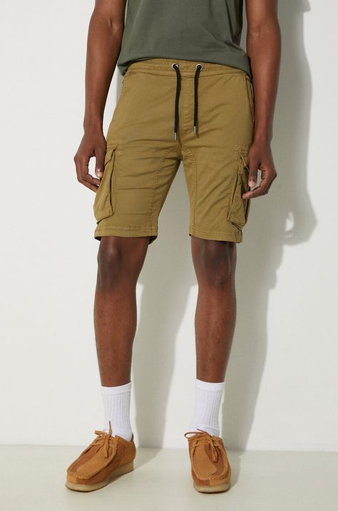 Alpha Industries pantaloni scurți bărbați, culoarea verde 106251.11-green