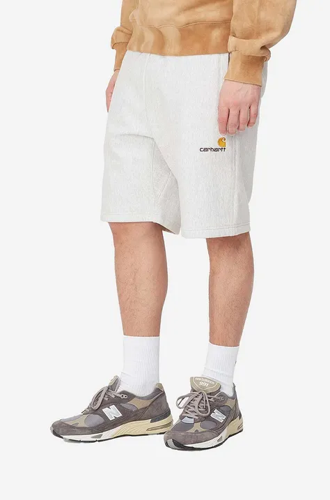 Kratke hlače Carhartt WIP American Script Sweat Short za muškarce, boja: siva, I031685-NATURAL