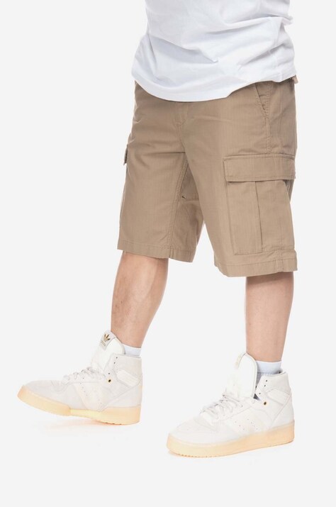 Bavlnené šortky Carhartt WIP Aviation Short I028245-LEATHER, hnedá farba,