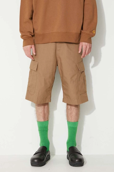 Bavlnené šortky Carhartt WIP  Regular Cargo Short I028246-CYPRESS, hnedá farba,