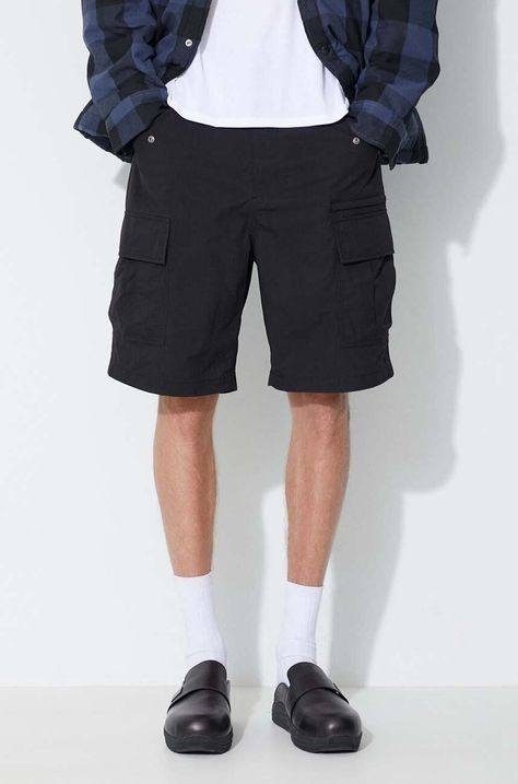 thisisneverthat pantaloni scurți bărbați, culoarea negru TN231DSORS01-KHAKI
