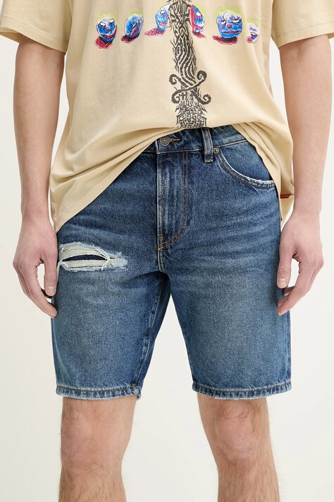 Džínové šortky Diesel D-FIN SHORTS pánské, modrá barva, A14621.0GRDY