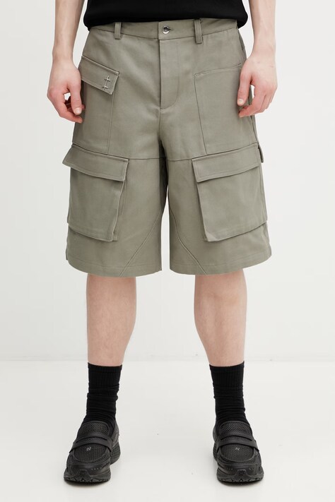 HELIOT EMIL szorty cargo bawełniane męskie zielone regular waist SS26_M_10_163_LDG23_CO
