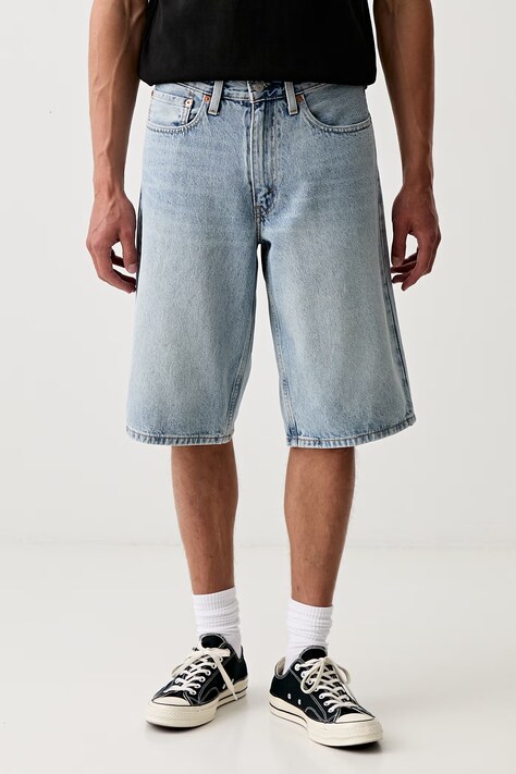 Levi's σορτς γυναικεία ντένιμ 470 BAGGY μπλε ψηλή 0062W