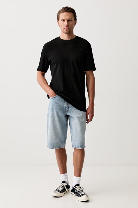 Levi's σορτς γυναικεία ντένιμ 470 BAGGY μπλε ψηλή 0062W
