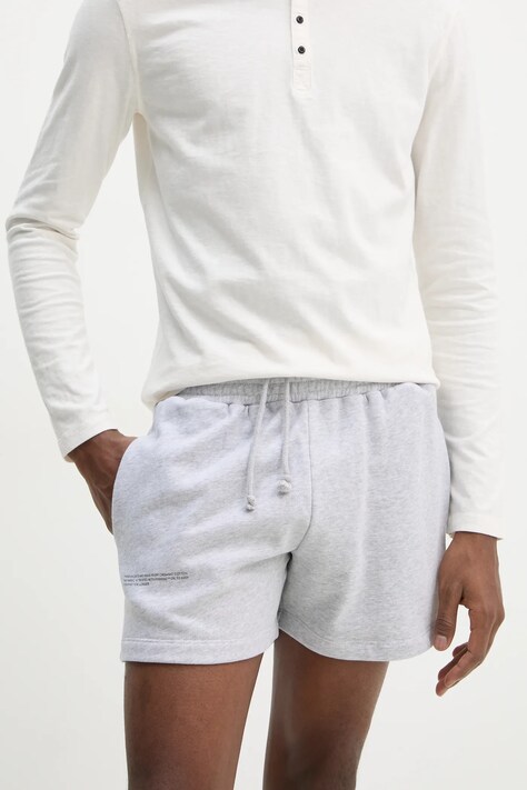 Pangaia pantaloni scurti din bumbac culoarea gri, neted