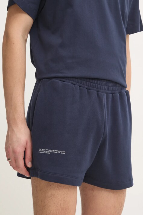 Pangaia pantaloni scurti din bumbac culoarea albastru marin, neted