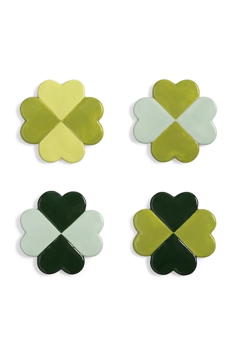 &k amsterdam set de pahare de sticlă Lucky Clover 4-pack culoarea verde