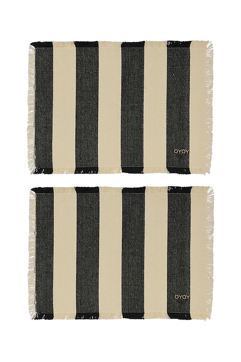 OYOY podkładka pod talerz bawełniana Toppu 48 x 36 cm 2-pack kolor czarny