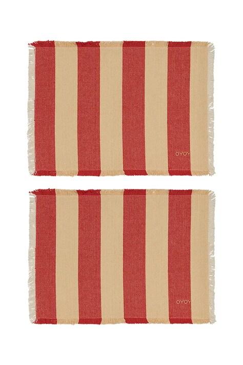 OYOY podkładka pod talerz bawełniana Toppu 48 x 36 cm 2-pack kolor czerwony