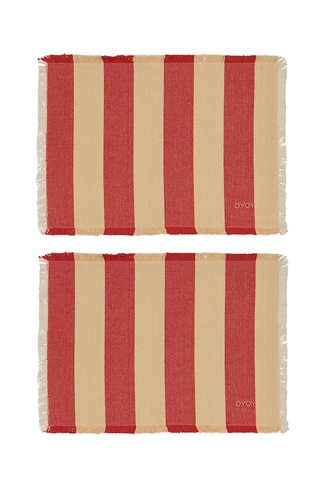 OYOY podkładka pod talerz bawełniana Toppu 48 x 36 cm 2-pack kolor czerwony