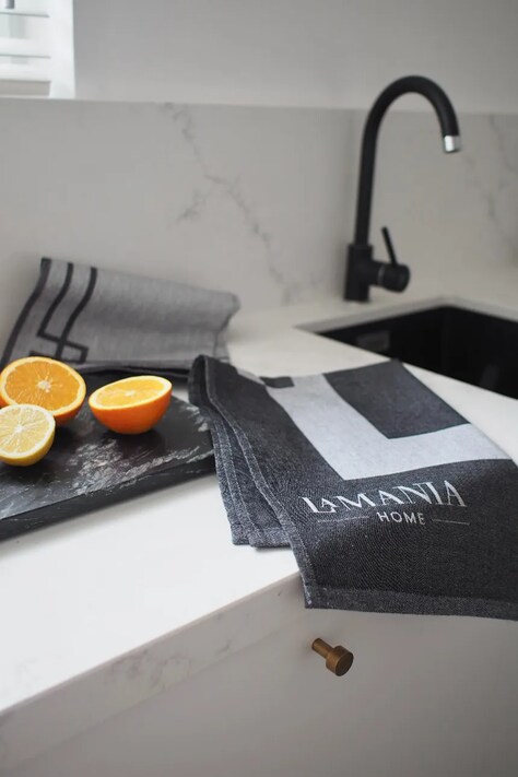 La Mania ściereczki kuchenne bawełniane Imperial 70 x 50 cm 3-pack kolor czarny