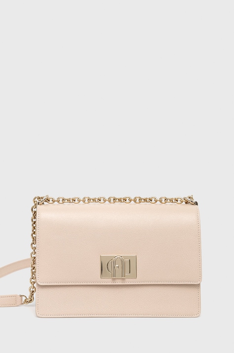 Δερμάτινη τσάντα Furla χρώμα: ροζ