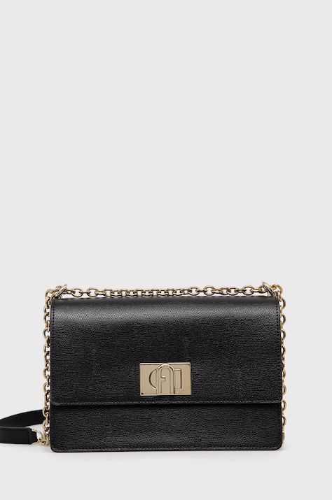 Furla torebka skórzana kolor czarny