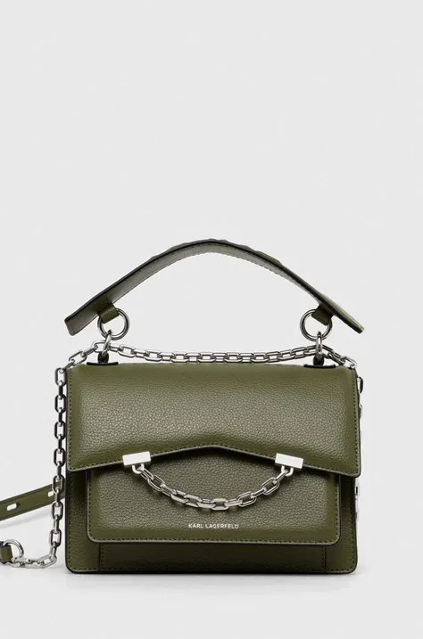Kožna torba Karl Lagerfeld boja: zelena