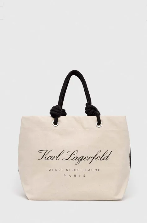 Plážová taška Karl Lagerfeld béžová farba