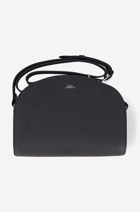 Usnjena torbica A.P.C. Sac Demi-lune črna barva