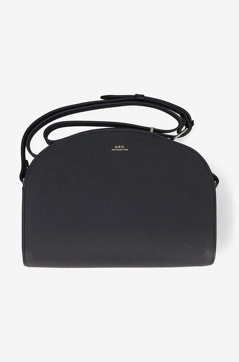 A.P.C. leather handbag Sac Demi-lune black color