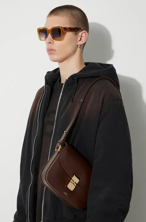 A.P.C. leather handbag Sac Grace Small brown color