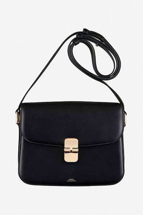A.P.C. leather handbag Sac Grace Small black color