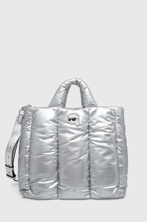 Τσάντα Karl Lagerfeld χρώμα: ασημί