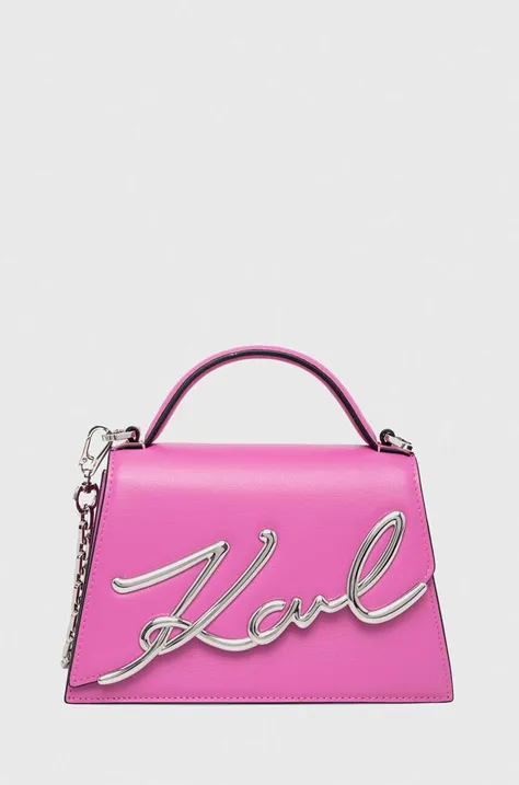 Kožna torba Karl Lagerfeld boja: ružičasta