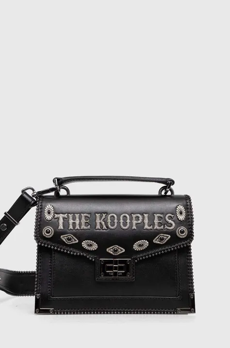 Usnjena torbica The Kooples črna barva