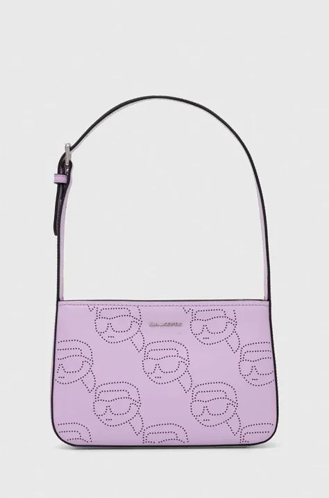 Δερμάτινη τσάντα Karl Lagerfeld χρώμα: μοβ