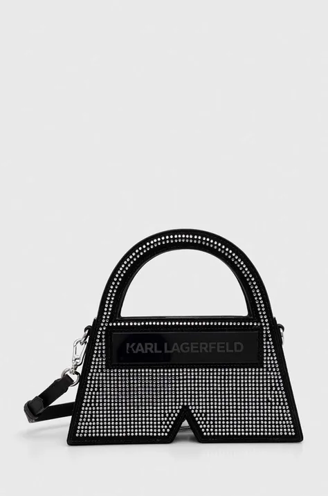 Велурена чанта Karl Lagerfeld в черно